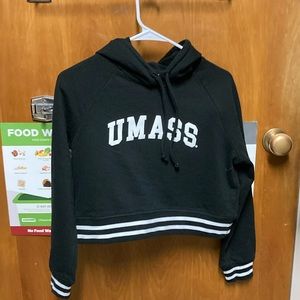 Black Umass Cropped Hoodie